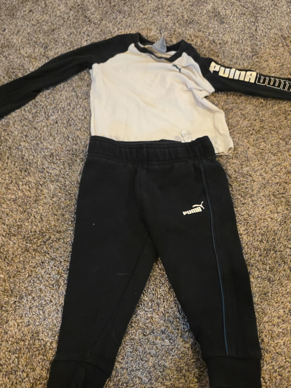 Puma Black Kids Jogger Pants with White Logo